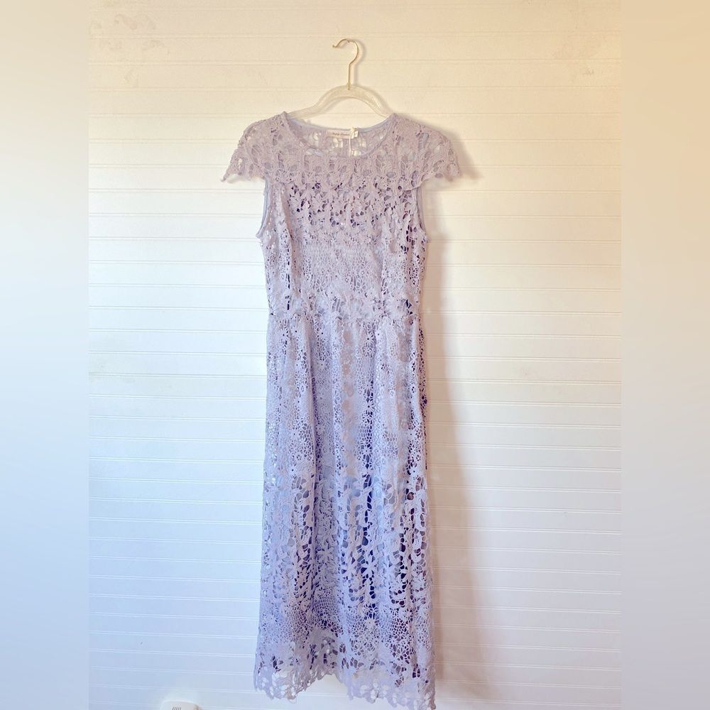 Simply Couture Lavender Violet Scallop Floral Lace Dress NWT Size Large